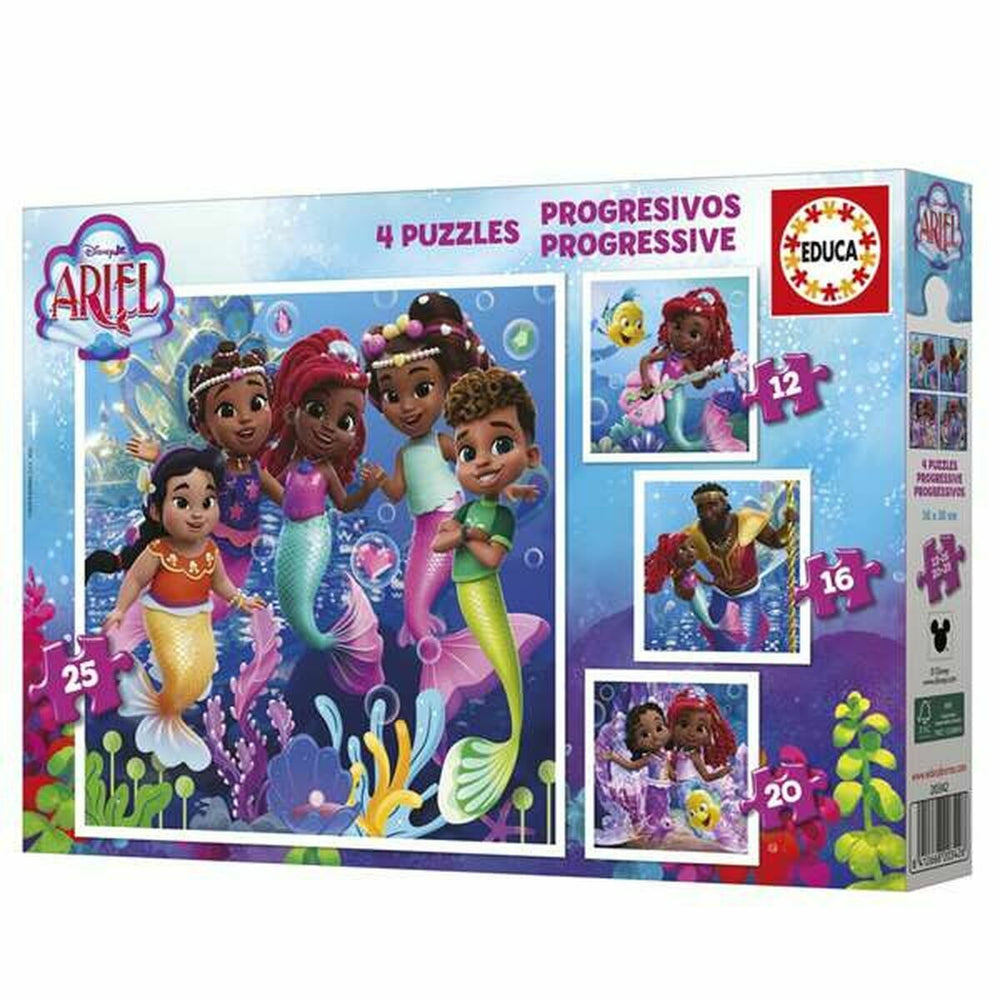 Set di 4 Puzzle Educa Ariel 12 Pezzi 16 Pezzi 20 Pezzi 25 Pezzi