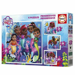 Set di 4 Puzzle Educa Ariel 12 Pezzi 16 Pezzi 20 Pezzi 25 Pezzi