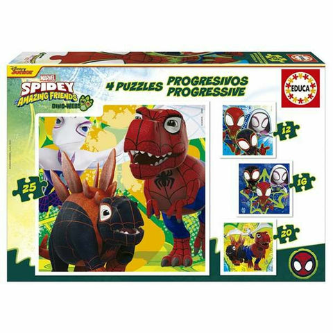 Set di 4 Puzzle Educa Dino Spidey (4 Unità)