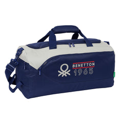 Borsa da Palestra Benetton Varsity Grigio Blu Marino 50 x 25 x 25 cm