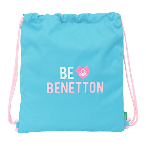 Backpack with Strings Benetton Unique Pink Turquoise 35 x 40 x 1 cm