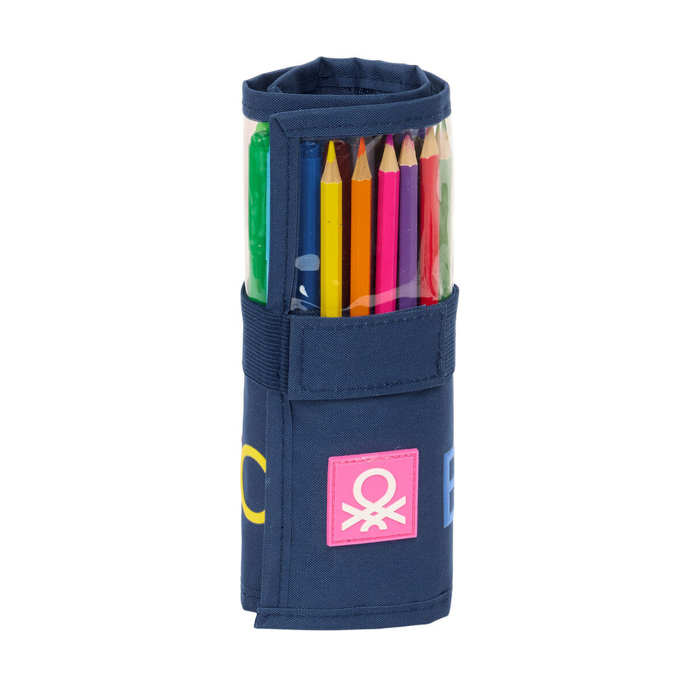 Portatodo Benetton Damero Azul marino 7 x 20 x 7 cm 27 Piezas