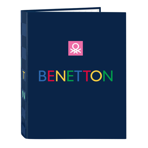Raccoglitore ad anelli Benetton Damero Blu Marino A4 26.5 x 33 x 4 cm