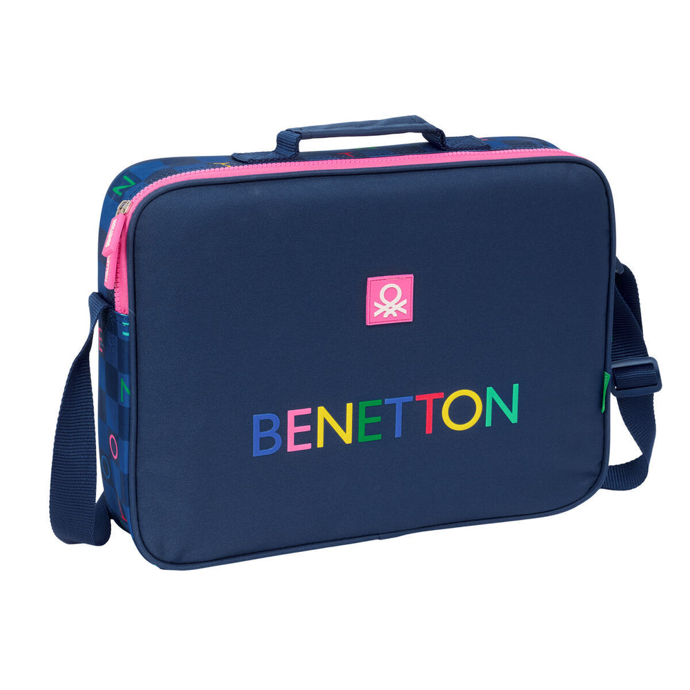 Zaino Scuola Benetton Damero Blu Marino 38 x 28 x 6 cm