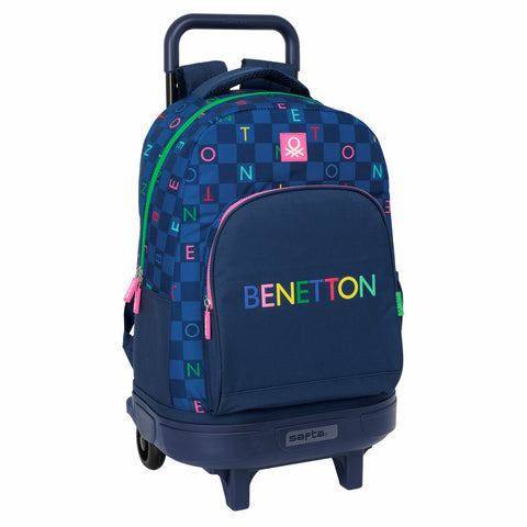 Trolley per la Scuola Benetton Damero Blu Marino 33 x 45 x 22 cm