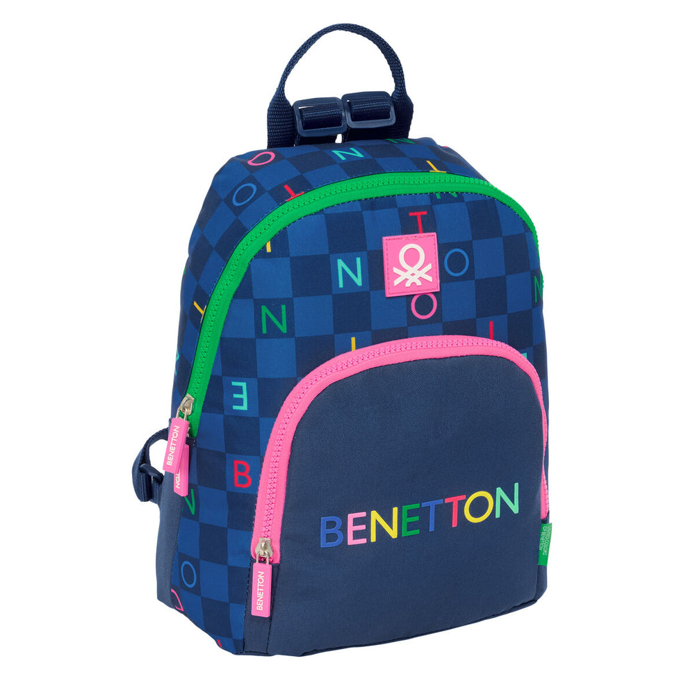 Zaino Benetton Damero Blu Marino 25 x 30 x 13 cm
