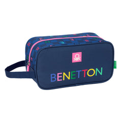Scarpiera da Viaggio Benetton Damero Blu Marino 29 x 15 x 14 cm