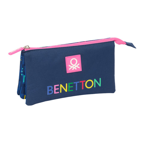 Portaoggetti Triplo Benetton Damero Blu Marino 22 x 12 x 3 cm