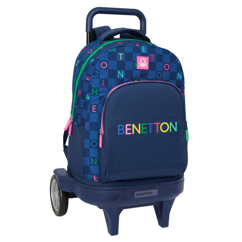 Zaino Scuola Benetton Damero Blu Marino 33 x 45 x 22 cm