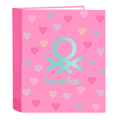 Carpeta de anillas Benetton Heart Rosa A4 27 x 33 x 6 cm