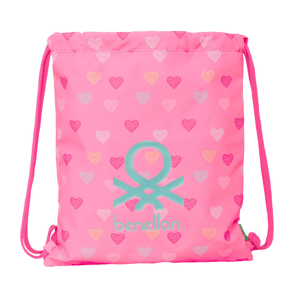 Zainetto con Cordini Benetton Heart Rosa 35 x 40 x 1 cm