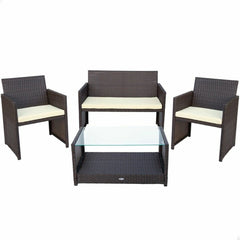 Mobili da giardino Aktive Rattan Nero 4 Pezzi