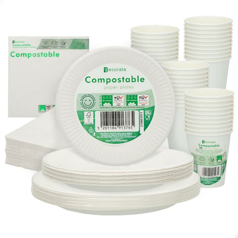 Set di Stoviglie Procos Bianco Carta 23 x 1,5 x 23 cm