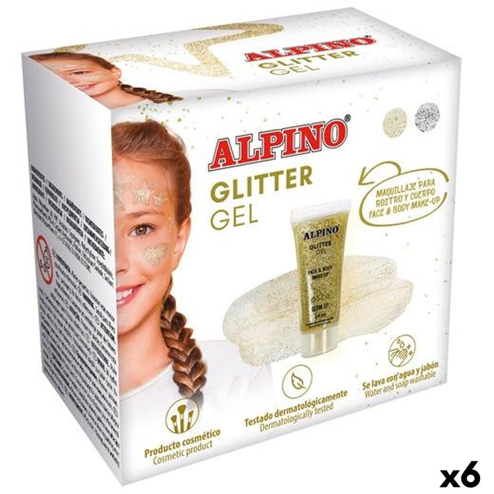 Set de Maquillaje Infantil Alpino Glitter GEl Dorado (6 Unidades)
