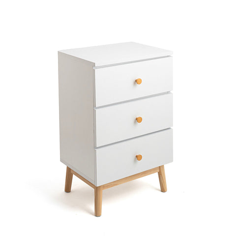 Comodino Vinthera Moa Bianco Melammina Legno di pino 40 x 30 x 65 cm