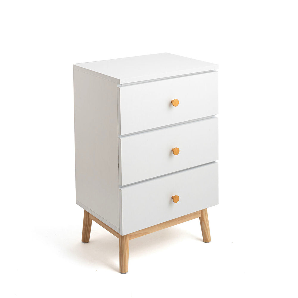 Comodino Vinthera Moa Bianco Melammina Legno di pino 40 x 30 x 65 cm