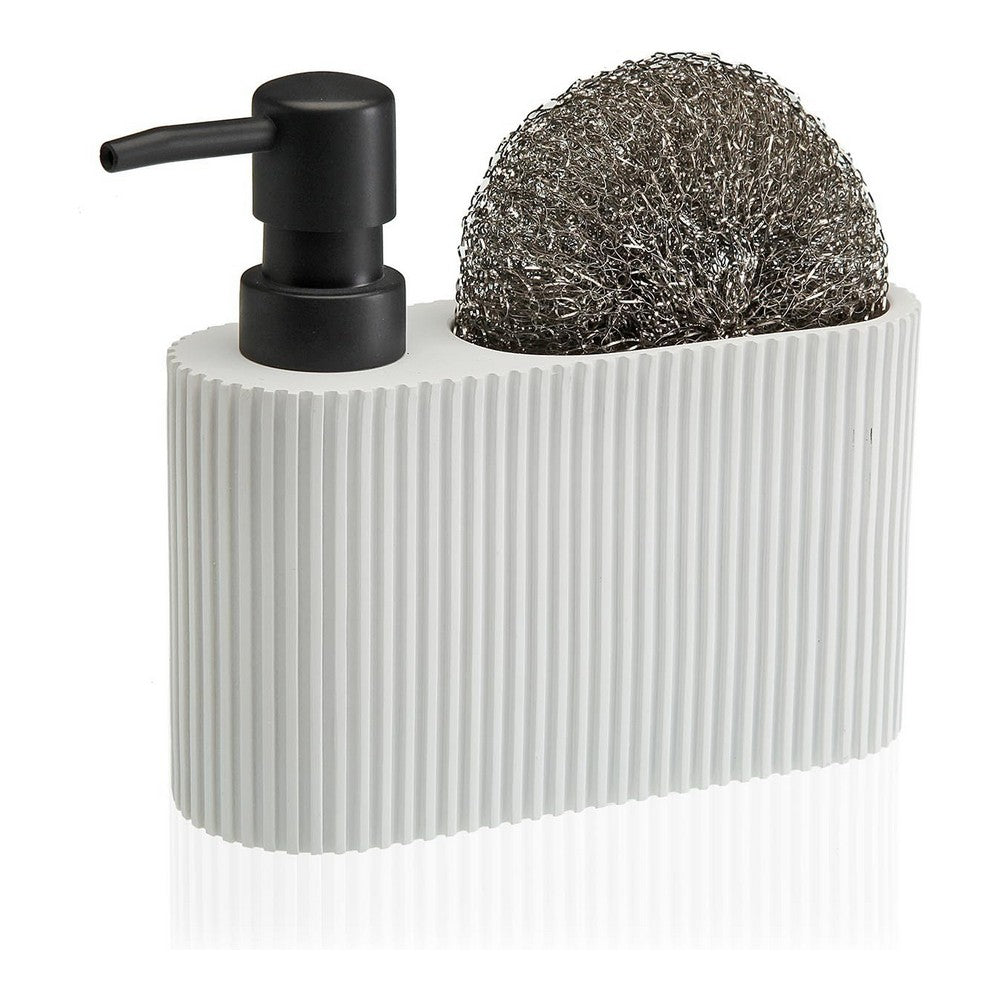 Dispenser di Sapone 2 in 1 per Lavandino Versa Resina Ceramica 5,5 x 15,5 x 16,5 cm Bianco
