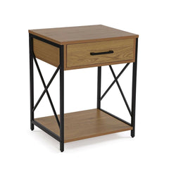 Mesita de Noche Versa Negro PVC Madera Metal 40 x 60 x 48 cm