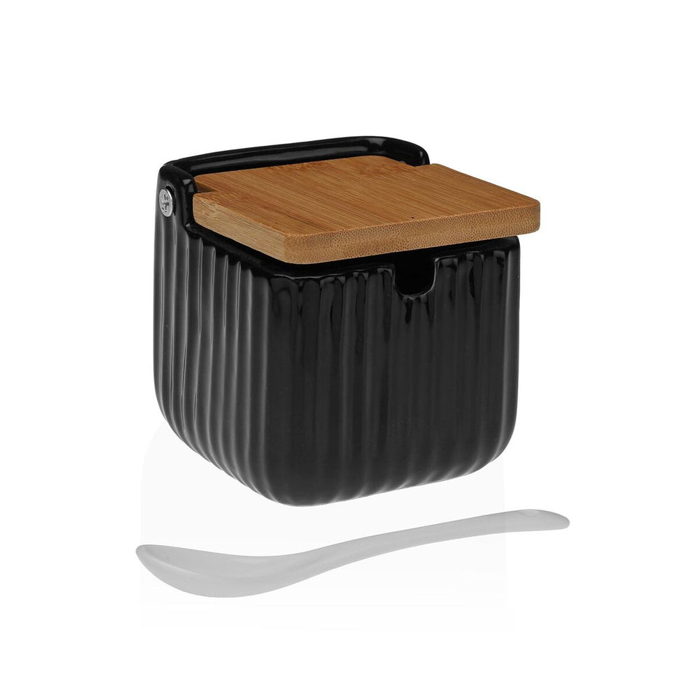 Azucarero Versa Negro Cerámica Bambú Dolomita 8,3 x 8,3 x 8,3 cm