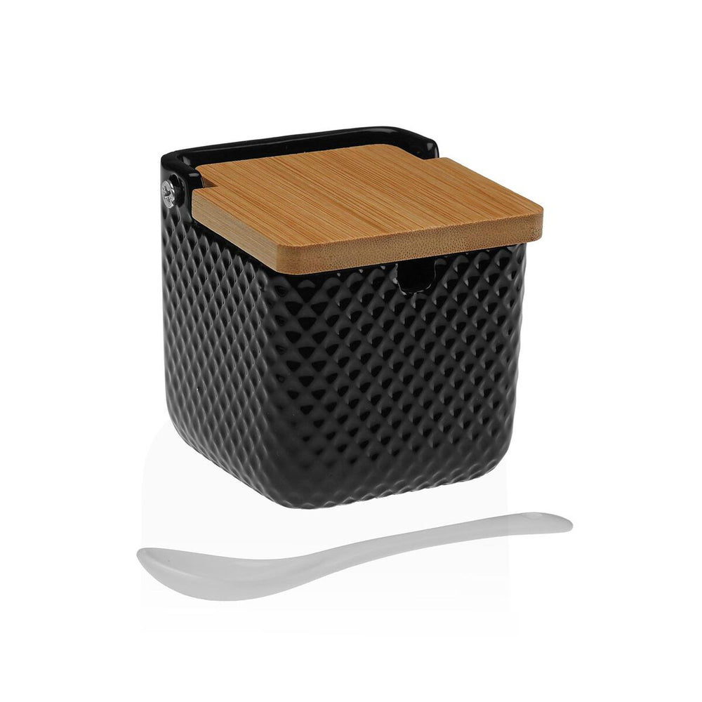 Portazucchero Versa Nero Ceramica Bambù Dolomite 8,3 x 8,3 x 8,3 cm