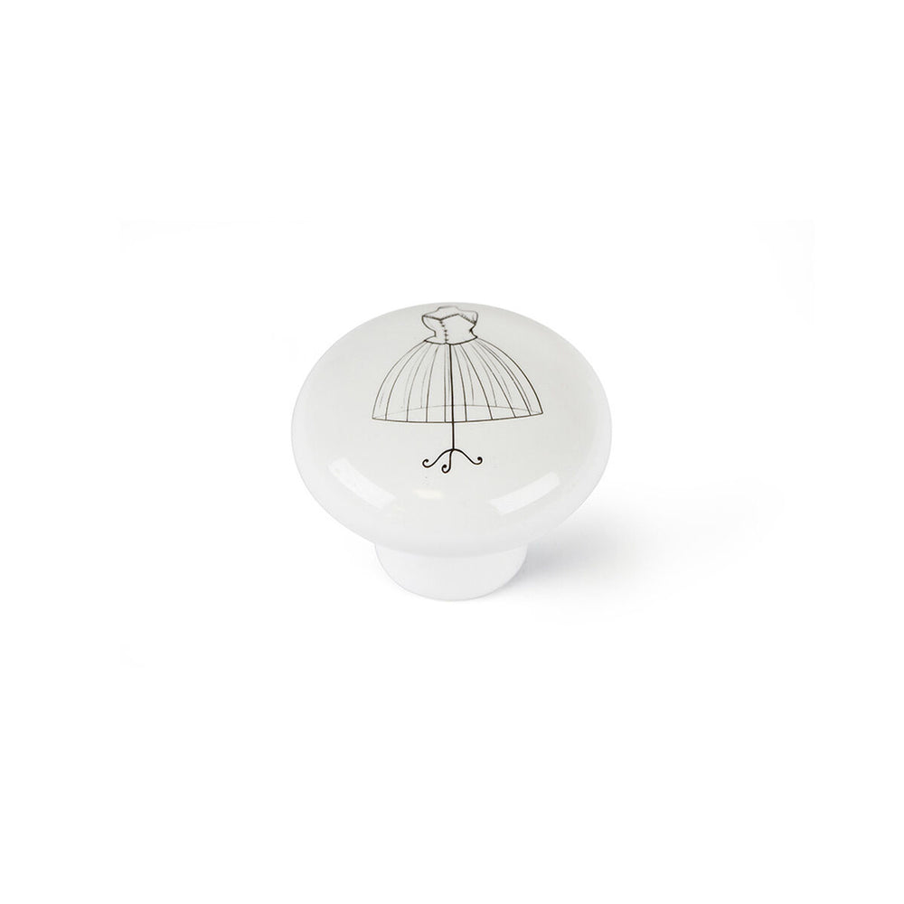 Pomo Rei e817 Bianco Porcellana Illustrato Ø 40 x 32 mm 4 Pezzi