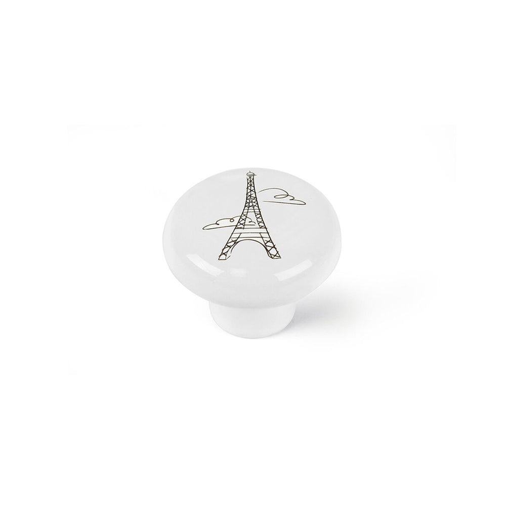 Pomo Rei e816 Blanco Porcelana Ilustrado Ø 40 x 31 mm 4 Piezas