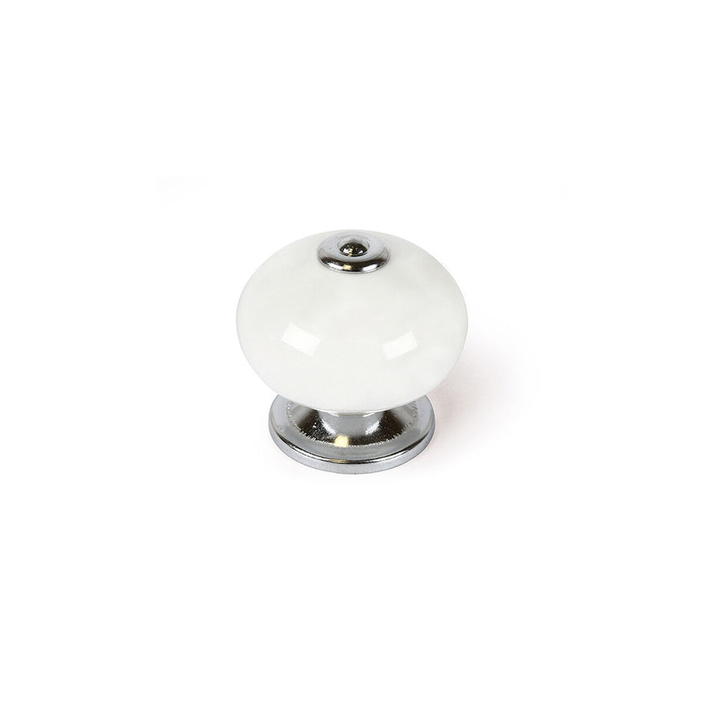 Pomo Rei e517 Bianco Metallo Ø 40 x 36 mm 4 Pezzi