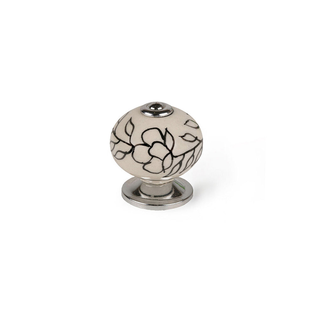 Pomo Rei e504 Bianco Metallo Fiore Ø 40 x 36 mm 4 Pezzi