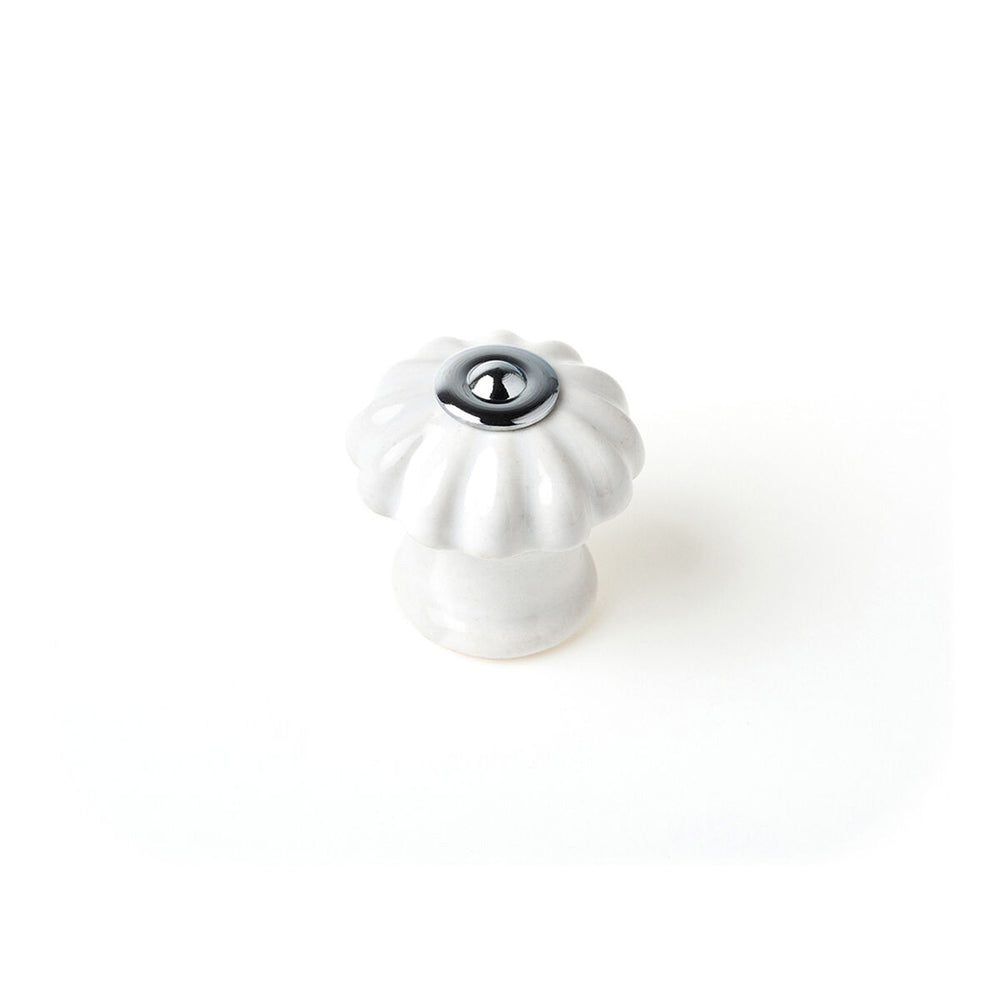 Pomo Rei e524 Bianco Metallo Ø 28 x 27 mm 4 Pezzi