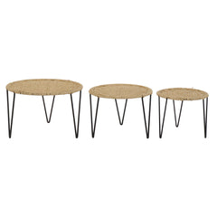 Juego de 3 mesas DKD Home Decor Marrón Negro Natural 62 x 62 x 40 cm 62 x 62 x 40,5 cm