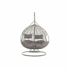 Sillón de jardín colgante DKD Home Decor 133 x 80 x 110 cm Gris ratán sintético Aluminio