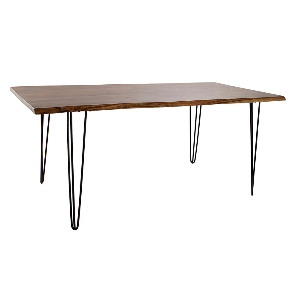 Tavolo da Pranzo DKD Home Decor 180 x 87 x 76 cm Nero Metallo Marrone Legno di acacia