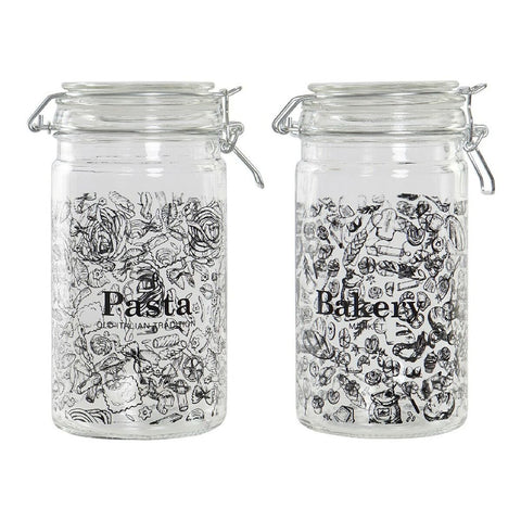 Barattolo DKD Home Decor Cristallo Nero Ferro (10 x 12,5 x 20 cm) (1 L) (2 Unità) 10 x 12.5 x 20 cm 1 L (2 pcs)