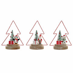 Decorazione Natalizia DKD Home Decor Albero Metallo Legno (17 x 11 x 21 cm) (3 pcs)