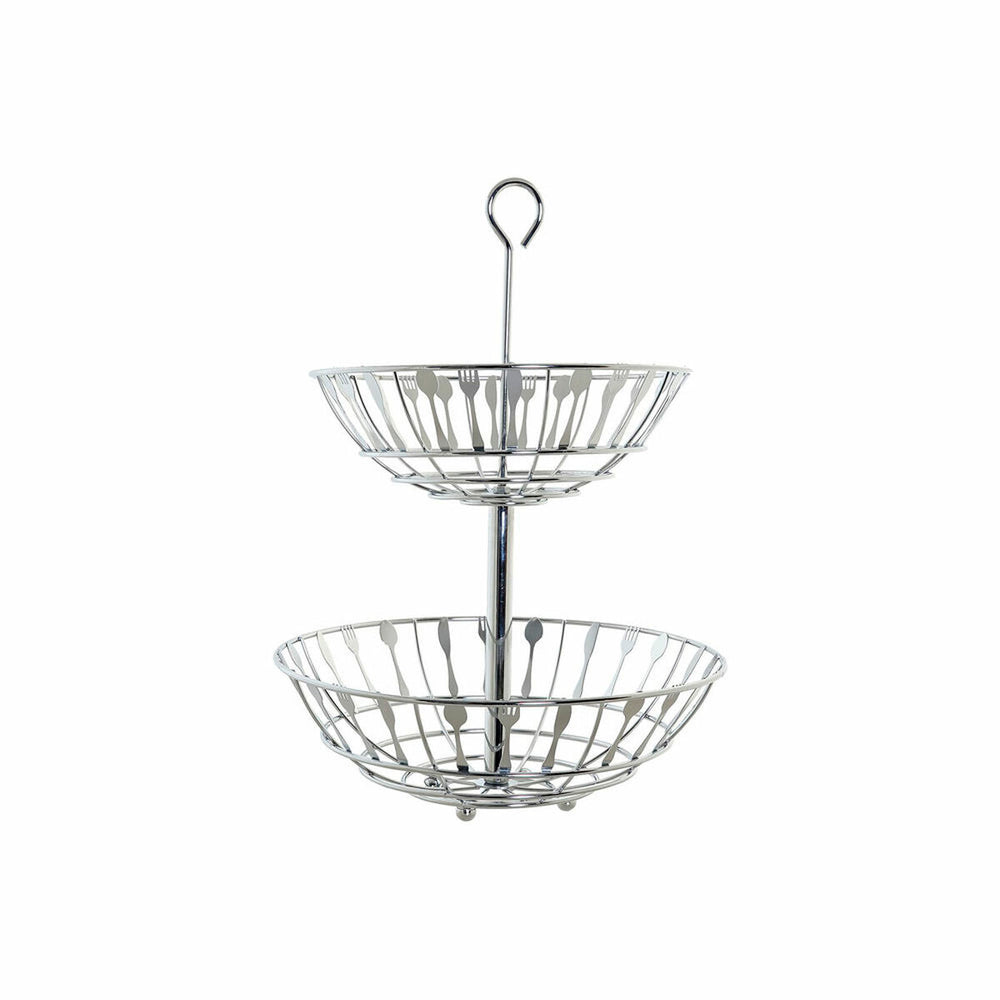 Portafrutta DKD Home Decor Argentato Metallo Plastica 28 x 28 x 40 cm