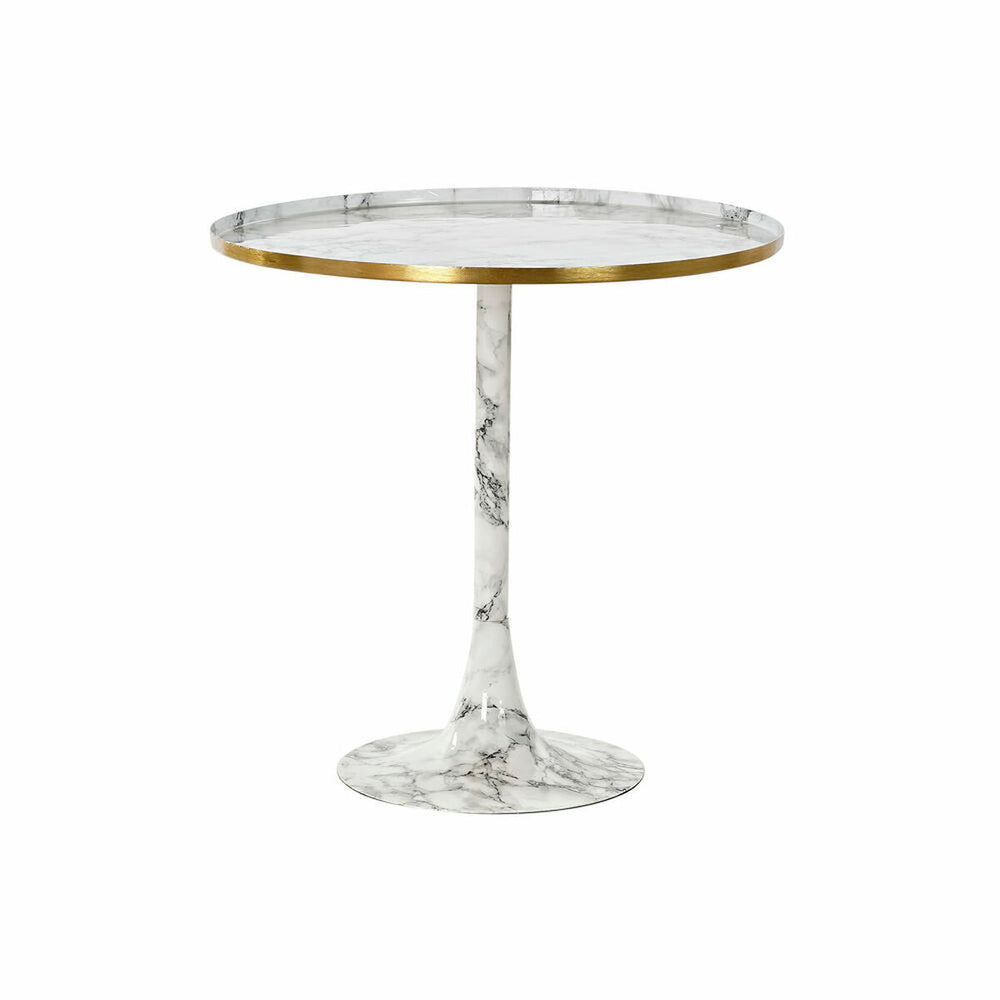 Mesita Auxiliar DKD Home Decor Blanco Dorado 51 x 51 x 51 cm