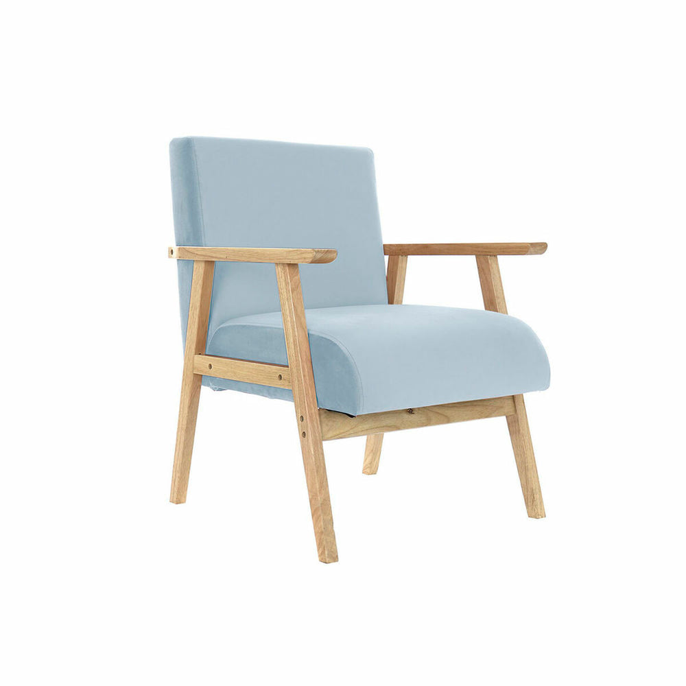 Poltrona DKD Home Decor Poliestere Blu cielo Legno MDF (61 x 63 x 77 cm)