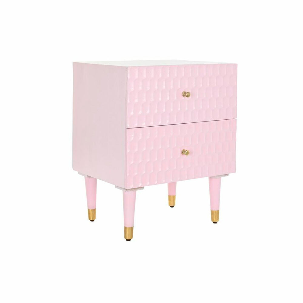 Nightstand DKD Home Decor 52 x 42 x 65 cm Metal Light Pink Mango wood