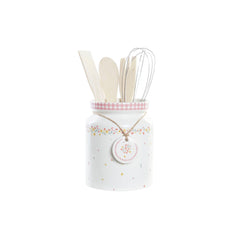 Set di Utensili da Cucina DKD Home Decor Dolomite Legno MDF 12 x 12 x 22 cm Fiori