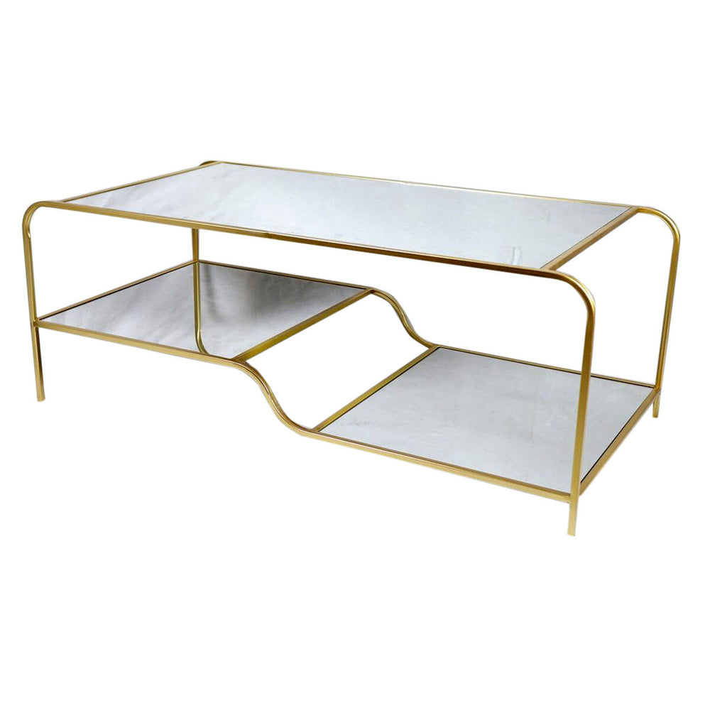 Tavolino da Caffè DKD Home Decor Glamour Dorato Metallo Specchio 120 x 60 x 45 cm