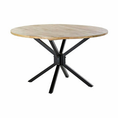 Tavolo da Pranzo DKD Home Decor 127 x 127 x 75 cm Naturale Nero Metallo Alluminio Legno di mango