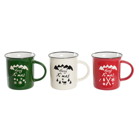 Tazza Mug DKD Home Decor Porcellana Gres (330 ml) (3 Unità)