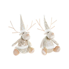 Decorazione Natalizia DKD Home Decor Poliestere Renna (19 x 18 x 38 cm) (2 Unità)