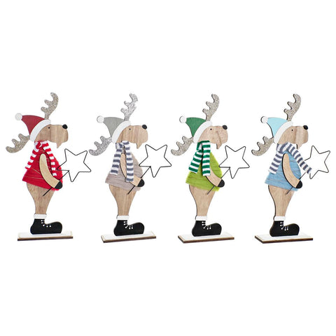 Decorazione Natalizia DKD Home Decor Legno Poliestere Renna (5 x 22 x 41 cm) (4 Unità)