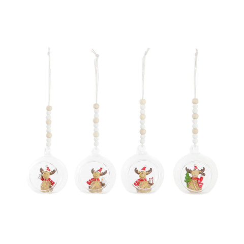 Decorazione Natalizia DKD Home Decor Cristallo Resina Renna (7 x 6 x 8 cm) (4 Unità)