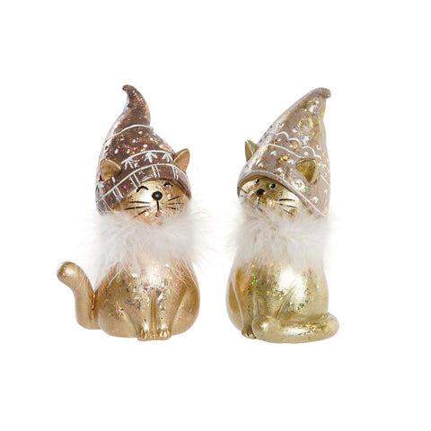 Decorazione Natalizia DKD Home Decor Resina Gatto (9 x 6 x 15 cm) (2 Unità)