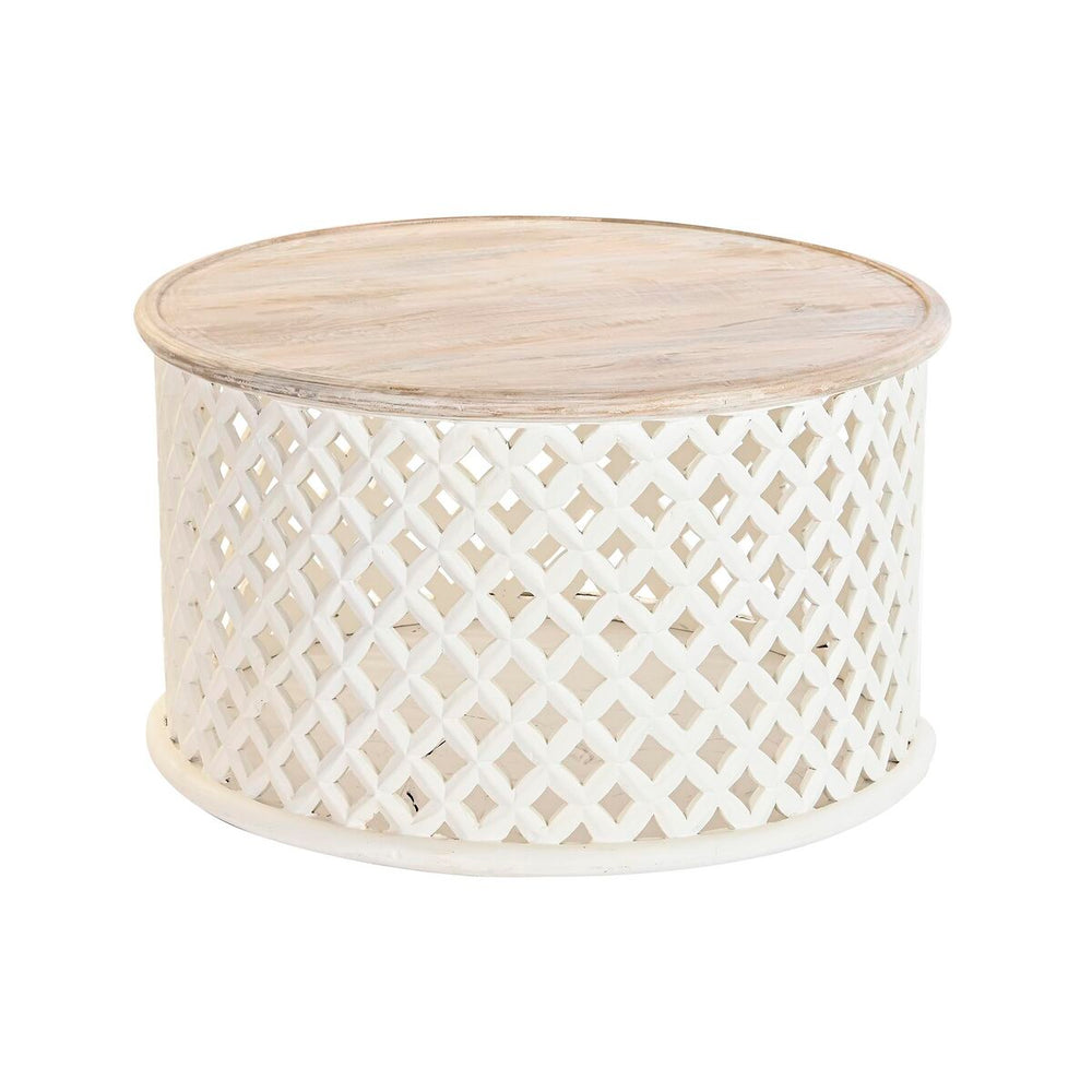 Tavolino da Caffè DKD Home Decor Bianco Naturale Alluminio Legno di mango 81 x 81 x 45 cm
