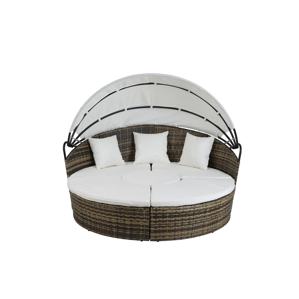 Lettino da giardino DKD Home Decor Bianco Alluminio Acciaio rattan sintetico 175 x 175 x 145 cm