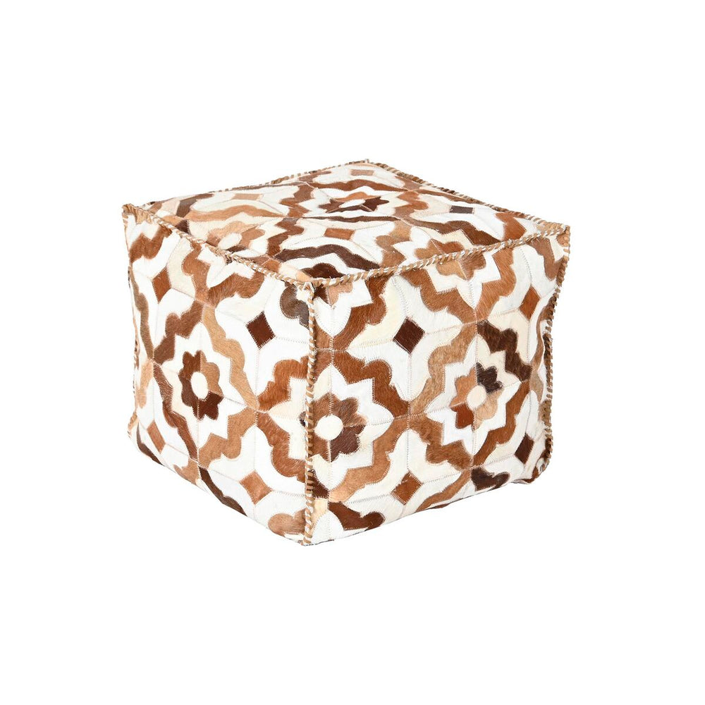 Puff DKD Home Decor Bianco Marrone 45 x 45 x 40 cm