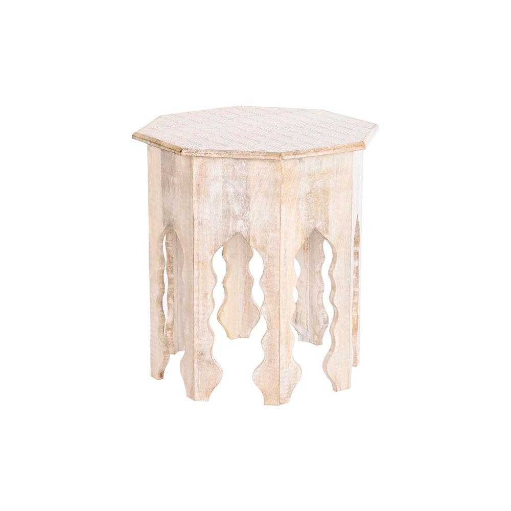 Mesa auxiliar DKD Home Decor 49 x 49 x 53,5 cm Marrón Blanco Madera de mango
